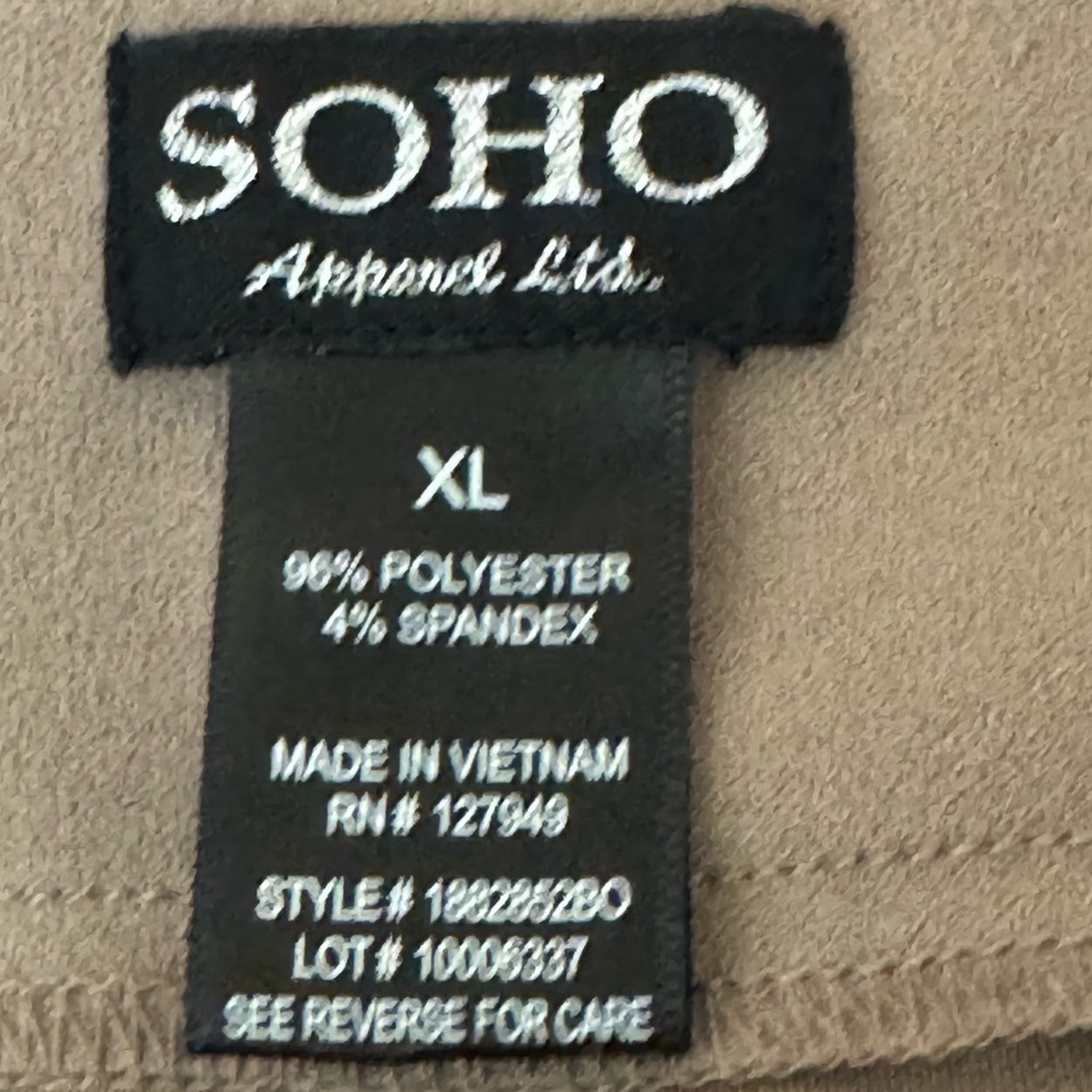 B-208 SoHo Tan Elastic Waist Pull On Cropped Pants Size XL - Picture 11 of 13